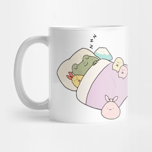 Sleepy frog with friends Mug